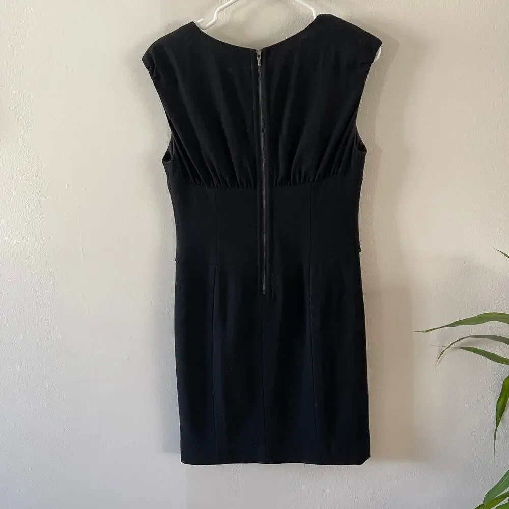 Tory Burch Patrice Sheath Dress Black Twist Front Womens Size 4 Work Cocktail